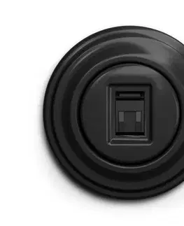 Predlžovacie káble lap - Retro dátová zásuvka s rámikom čierna KA0016+KA0070