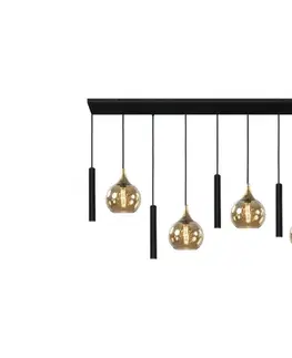 Svietidlá Keter Lighting Luster na lanku CALYPSO 4xGU10/60W/230V + 4xE27/60W čierna/zlatá 2890