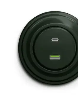Predlžovacie káble lap - Retro USB zásuvka A+C s rámikom zelená KA0061+KA0091