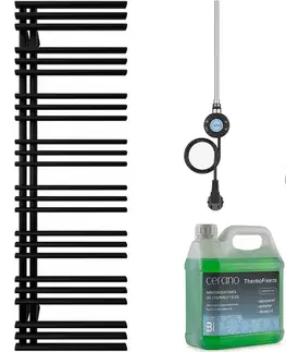 Doplnky do kúpeľne CERANO - Kúpeľňový elektrický radiátorový set Burke - Ľ/P - WIFI - 600W - čierna matná - 1600x500 mm CER-978829