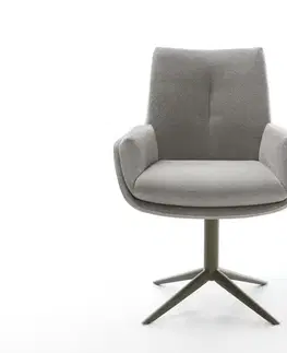 Jedálenské stoličky DELIFE Jedálenská stolička Clea-Flex texturovaná látka mäkký sivá krížová podstava titánová farba 360° otočný kolískacia funkcia