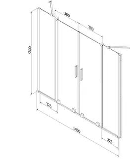 Sprchové dvere MEXEN/S - Velar Duo Dvojkrídlová posuvná vaňová zástena 140 x 150, transparent, biela 896-140-000-02-20