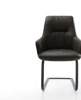 Jedálenské stoličky DELIFE Jedálenská stolička Zelia-Flex s opierkami mikrovlákno antracitová vintage jedálenská stolička plochá čierna vrecková pružina