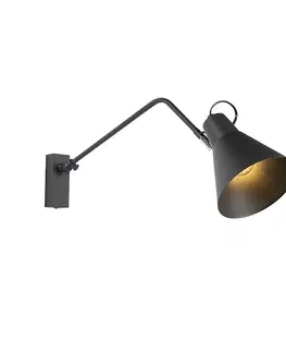 Nástenné osvetlenie Dizajnová nástenná lampa čierna nastaviteľná - Luna