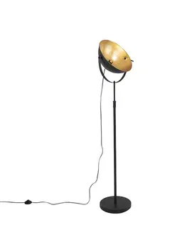 Stojace lampy Stojacia lampa čierna so zlatou farbou 35 cm nastaviteľná - Magnax