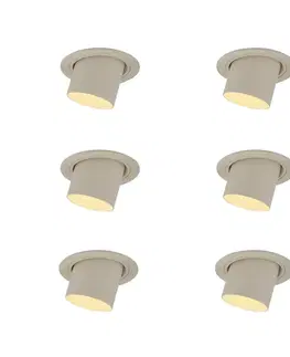 Zapustené svietidlá Sada 6 zapustených bodových svetiel béžová GU10 50 mm okrúhle otočné a naklápacie - Installa