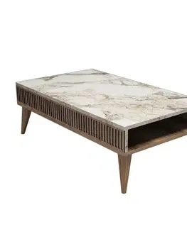 Konferenčné stolíky Konferenčný stolík Milan - Walnut, White Marble
