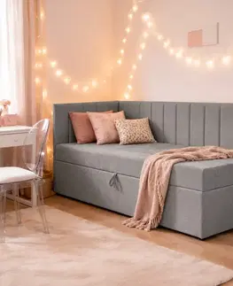 Postele KONDELA Cropi čalúnená jednolôžková posteľ (váľanda) sivá