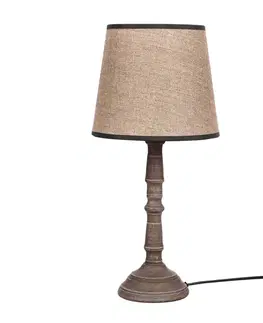 Stolové lampy Stolová lampa CARDINALE, výška 43 cm, tmavosivá, 1x40 E27, tienidlo z tmavého ľanu