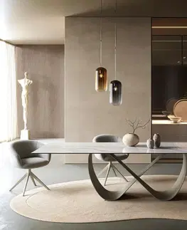 Jedálenské stoly DELIFE Jedálenský stôl Edge 300×100 cm keramika onyx perla nekonečno kov titánová farba