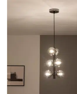 Svietidlá BRILAGI - LED luster na lane MILLA 6xG9/3W/230V čierny chróm/dymové sklo 6010-6CS