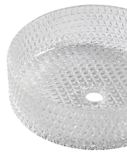 Umývadlá SAPHO - MARAGUA gravírované sklenené umývadlo na dosku priemer 39,5cm, číre sklo TY214CL