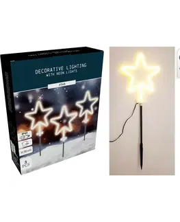 Vianočné dekorácie Vianočné LED vonkajšie osvetlenie Neónová hviezda, súprava 3 ks, v. 58 cm