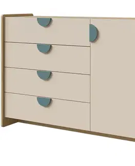 Komody so zásuvkami a dvierkami Komoda Lexi 9 Cremona/Macadamia/Morská