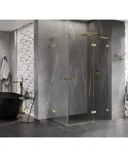 Sprchovacie kúty MEXEN/S - Lunar L Duo sprchový kút dvere krídlové pravá 120 x 85, transparent, zlato kartáčovaná 834L-120P-085L-55-00