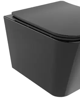 Záchody MEXEN - Teo Závesná WC misa vrátane sedátka s slow-slim, Duroplastu, čierna 30854070