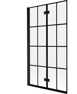 Sprchové dvere MEXEN - MIST vaňová zástena 100x150 cm 6mm 2-s, čierna, dekor, ľavá 8A9-100-002-70-77-L