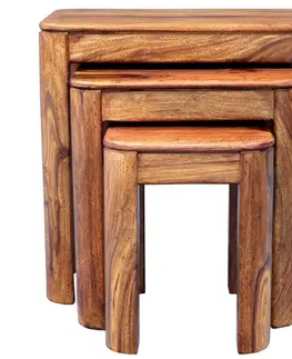 Záhradné stoličky a kreslá Odkladacie stolíky Tina 3 ks z indického masívu palisander