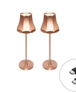Lampy Sada 2 retro stolových lámp medených nabíjateľných IP44 - Granny