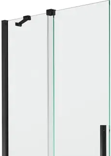 Sprchové dvere MEXEN/S - Velar Dvojkrídlová posuvná vaňová zástena 90 x 150, transparent, čierna 896-090-000-01-70