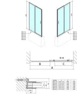 Sprchovacie kúty POLYSAN - DEEP sprchové dvere 1500x1650, číre sklo MD1516