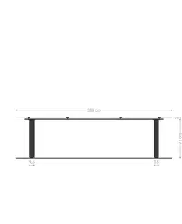 Jedálenské stoly DELIFE Jedálenský stôl Edge 300x100 keramika Laminam® Noir Desir hnedá nerezová oceľ úzky