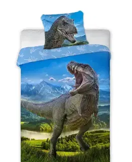 Obliečky Obliečky bavlnené Deluxe 3D 200x140cm+90x70cm Dinosaurus T-Rex Faro Tiahome