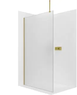 Sprchovacie kúty CERANO - Sprchová zástěna Walk-in Onyx Top Round L/P - 8 mm - kulatá vzpěra - zlatá, mléčné sklo - 70x200  CER-8050BD1542