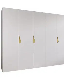 Šatníkové skrine Skriňa Sandi 1-300 (2x150) biela/zlatá