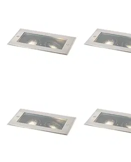 Vonkajšie zápustné svietidlá Sada 4 moderných zemných reflektorov oceľ 2-svetlá nastaviteľné IP65 - Oneon