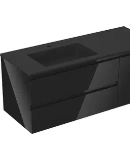 Kúpeľňový nábytok MEXEN/S - Orio kúpeľňová skrinka 120 cm s umývadlom Otis ľavá, 2S, 1D, čierna lesk/čierna mat 91A13-12047-3-BBFFF70-W18L71