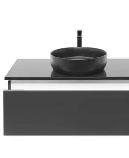Kúpeľňový nábytok Kúpeľňová skrinka so žulovou krycou doskou a umývadlom SAT Feel 100x30x46 cm antracit SATFEEL100ANTZB SATFEEL100ANTZB