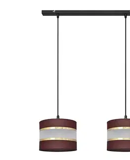 Svietidlá  Luster na lanku HELEN 2xE27/15W/230V hnedá/čierna/zlatá W-L 0801/2 BK-B +BR+GO+MAT
