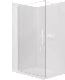 Sprchové dvere CERANO - Sprchová zástena Walk-in Onyx Cube Ľ/P - 8 mm - hranatá vzpera - biela matná, transparentné sklo - 50x200 CER-8050BD467