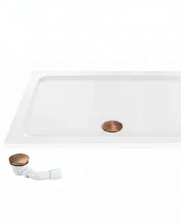 Vane REA/S - Sprchová akrylová vanička Belmond White 90x120 Krytka kartáčovaná meď KPL-04373