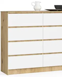 Komody a skrinky Moderná vysoká komoda, MICHALA120, dub Artisan / biela