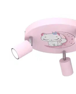 Svietidlá  Detské bodové svietidlo FUN 3xGU10/8W/230V ružová/mačka 9379