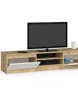 TV stolíky Dizajnový TV stolík ROMANA160, dub Artisan / biely