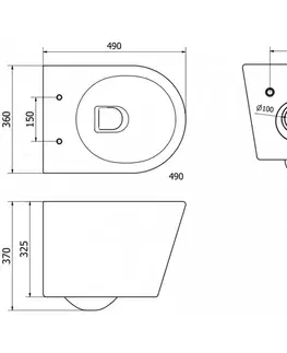 Záchody MEXEN/S - Rico Závesná WC misa Rimless Tornado vrátane sedátka s slow slim, duroplast, čierna mat 30720185T