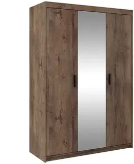 Šatníkové skrine Skriňa Elena 3D dub lefkas zrkadlová