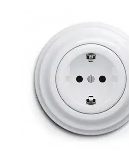Predlžovacie káble Reblig - Retro domová zásuvka s rámikom SCHUKO 230V/16A snehovo biela RG0151+RG0160