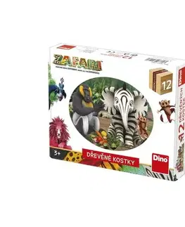 Obrázkové kocky Dino Toys Drevené kocky Zafari 12 Dino