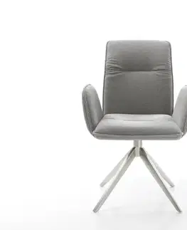Jedálenské stoličky DELIFE Jedálenská stolička Vinja-Flex štruktúrovaná látka mäkká sivá krížová podstava široká nerezová oceľ 360° otočná hojdacia funkcia