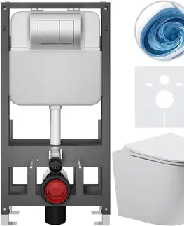 Záchody CERANO - Kompletný WC set Basic/Cesso - biela matná - WC tlačidlo Maxio/Strieborná - voľne stojaca - predstenová inštalácia - 49x36 CER-8050BD86177