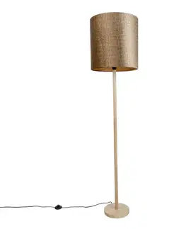 Stojace lampy Drevená stojaca lampa so zamatovým tienidlom s krokodílím vzorom 40 cm - Mels