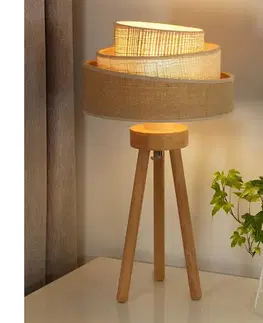 Lampy  - Stolná lampa YUTE TRIO 1xE27/15W/230V pr. 25 cm hnedá/šedá/béžová 603836