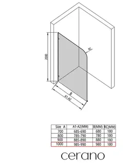Sprchové dvere CERANO - Sprchová zástena Walk-in Orbis Ľ/P - 8 mm - čierna matná, transparentné sklo - 100x200 CER-682060
