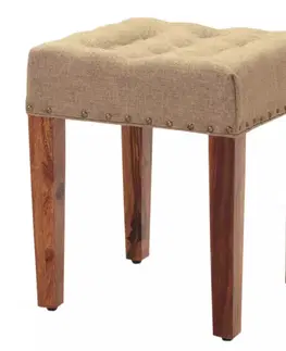 Obývačka Polstrovaný taburet s poťahom 40x45x40 indický masív palisander