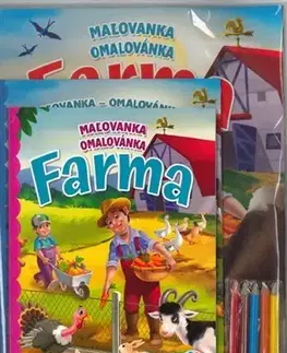 Nalepovačky, vystrihovačky, skladačky Komplet Farma (2 maľovanky+2 aktivity zošity + farebné ceruzky)