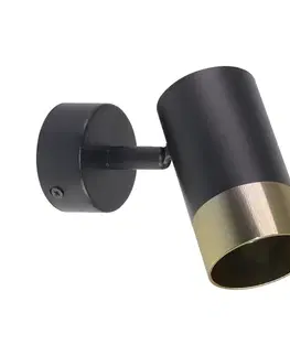 Nástenné svetlá NÁSTENNÁ LAMPA TOBI ČIERNA 1X15W GU10 TIENIDLO ČIERNA+ZLATÁ
